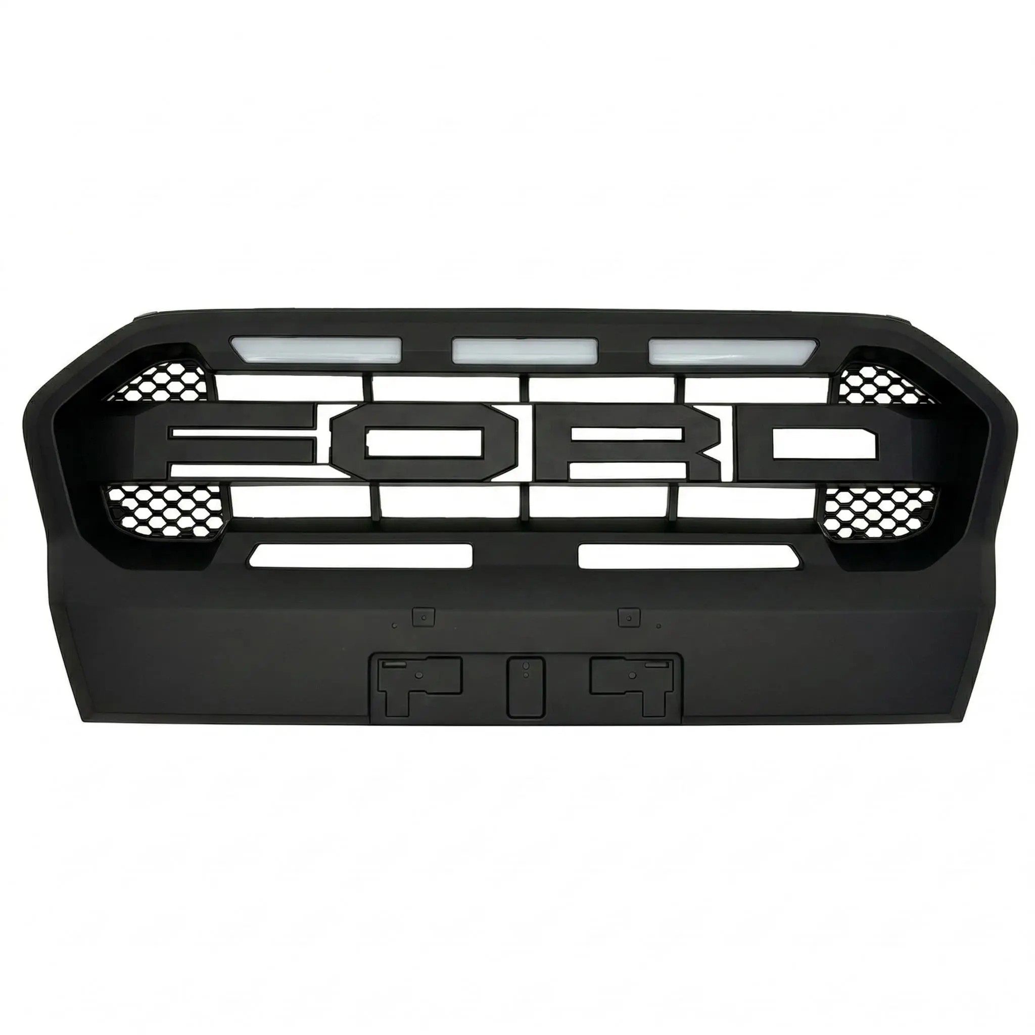 Ford Ranger T7 (2015+) Front Grille – Matte Black with White LED front