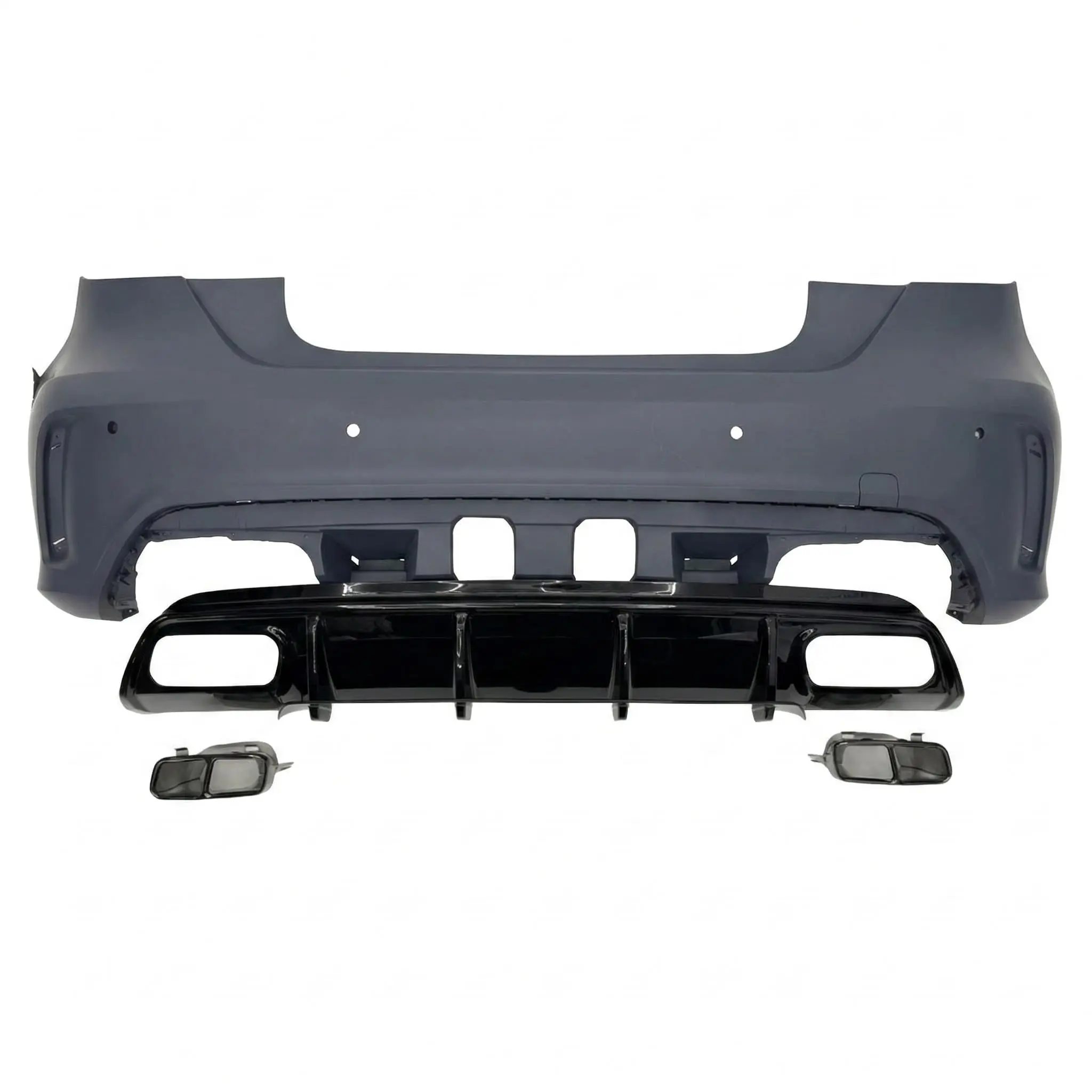 ⁠W176 A45 AMG Rear Bumper-Diffuser with Muffler (2013-2015) Black