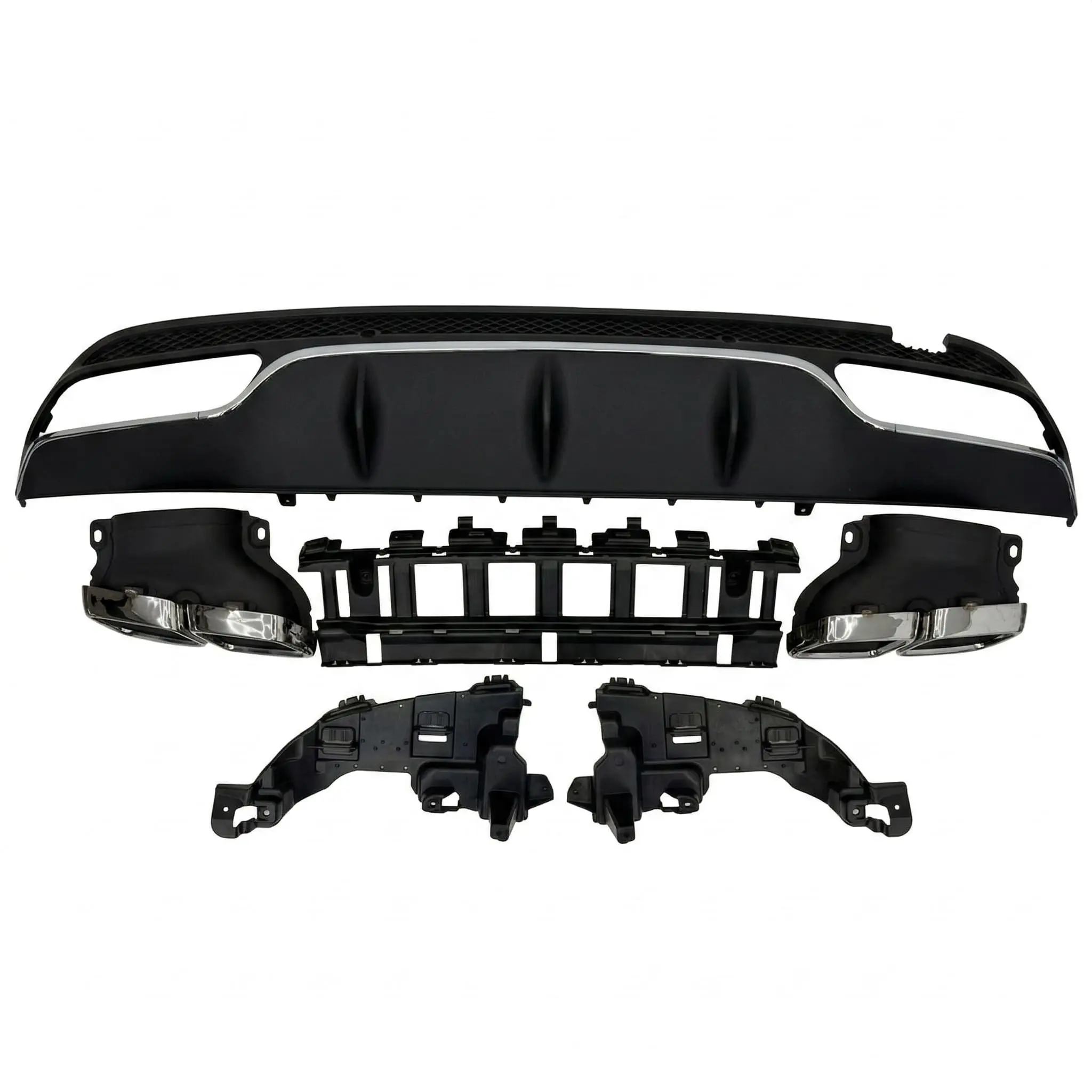 W205 C63 Rear Diffuser with Muffler (Silver)